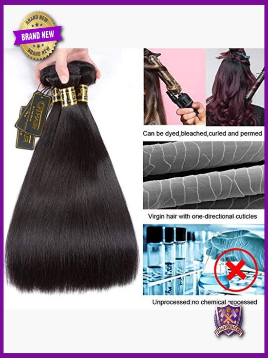 3 Bundles 100% Virgin Unprocessed Straight Human Hair Extensions 20 22 24 Inch main image 5